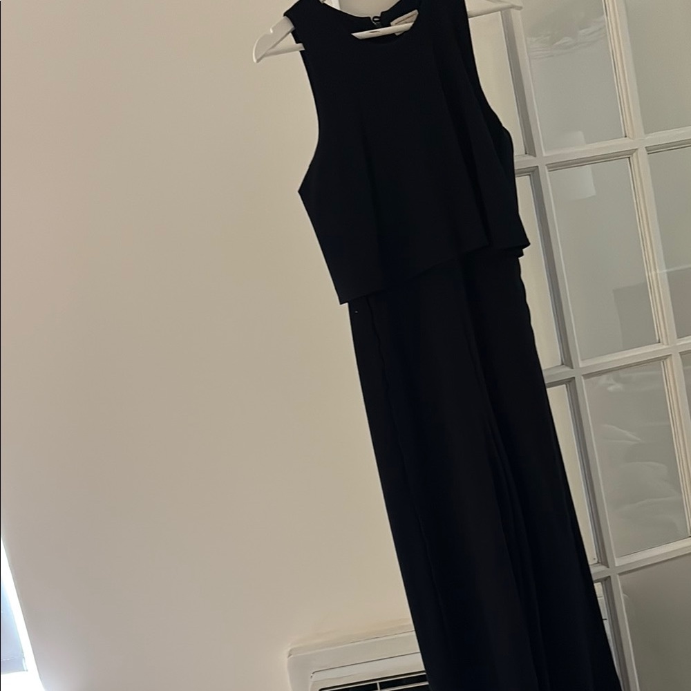 Anthropologie Black jumpsuit zips up back